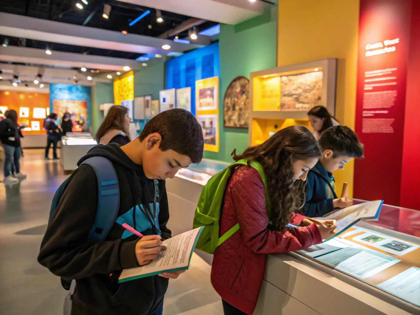 A photograph capturing a group of children participating in an interactive history workshop at the Musée du Château de l'Empéri, surrounded by historical artifacts and engaging learning materials.